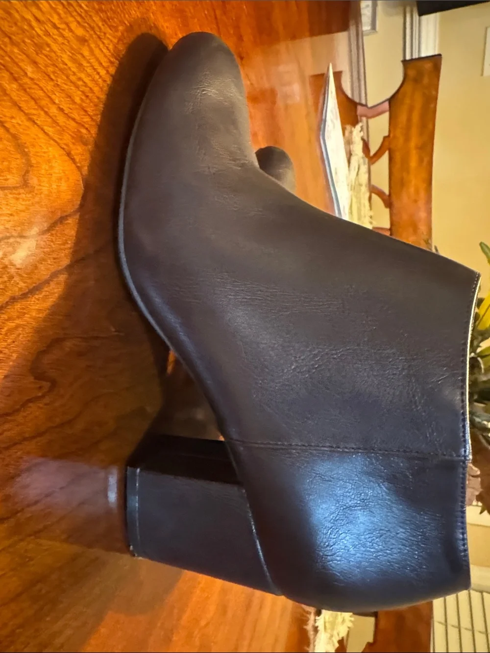 Life Stride Black Leather Block Heel Ankle Boots
